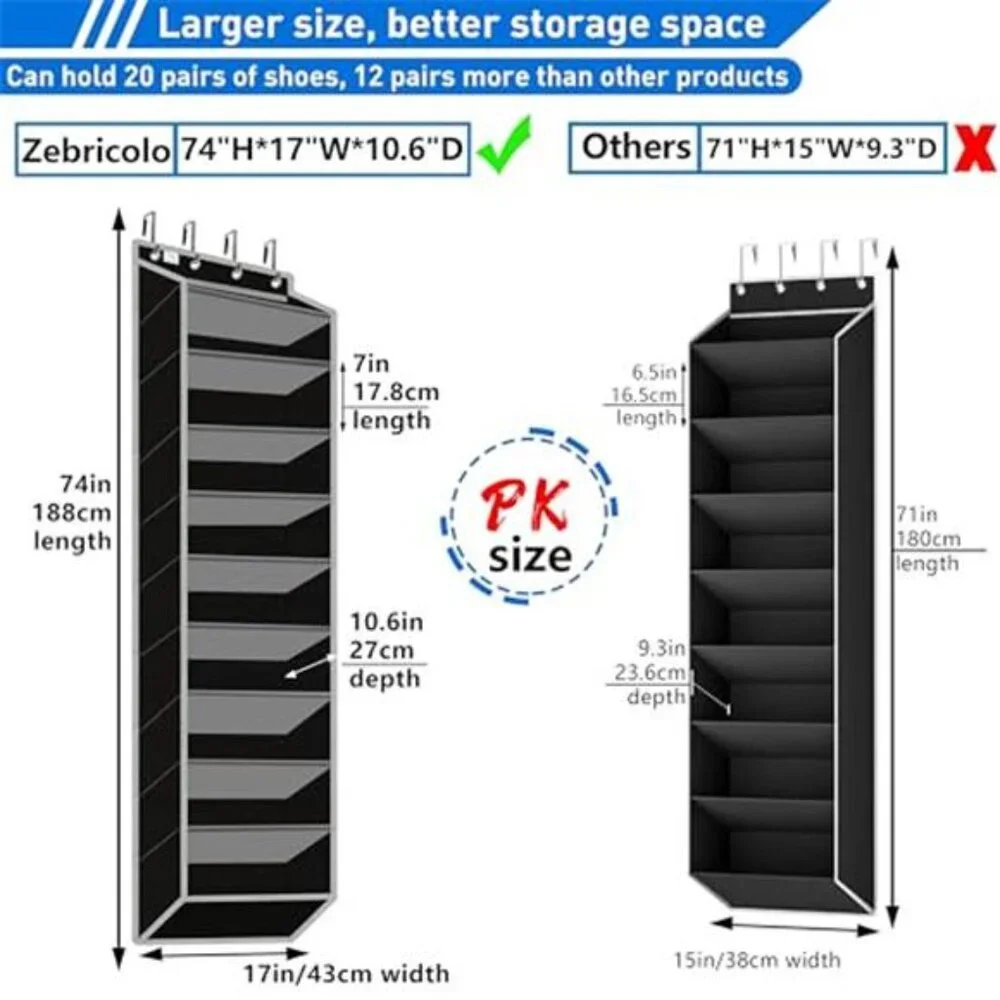 Over Door Shoe Organizer 10 Tier Shoe Rack Heavy Duty Shoe Storage Door Hanging